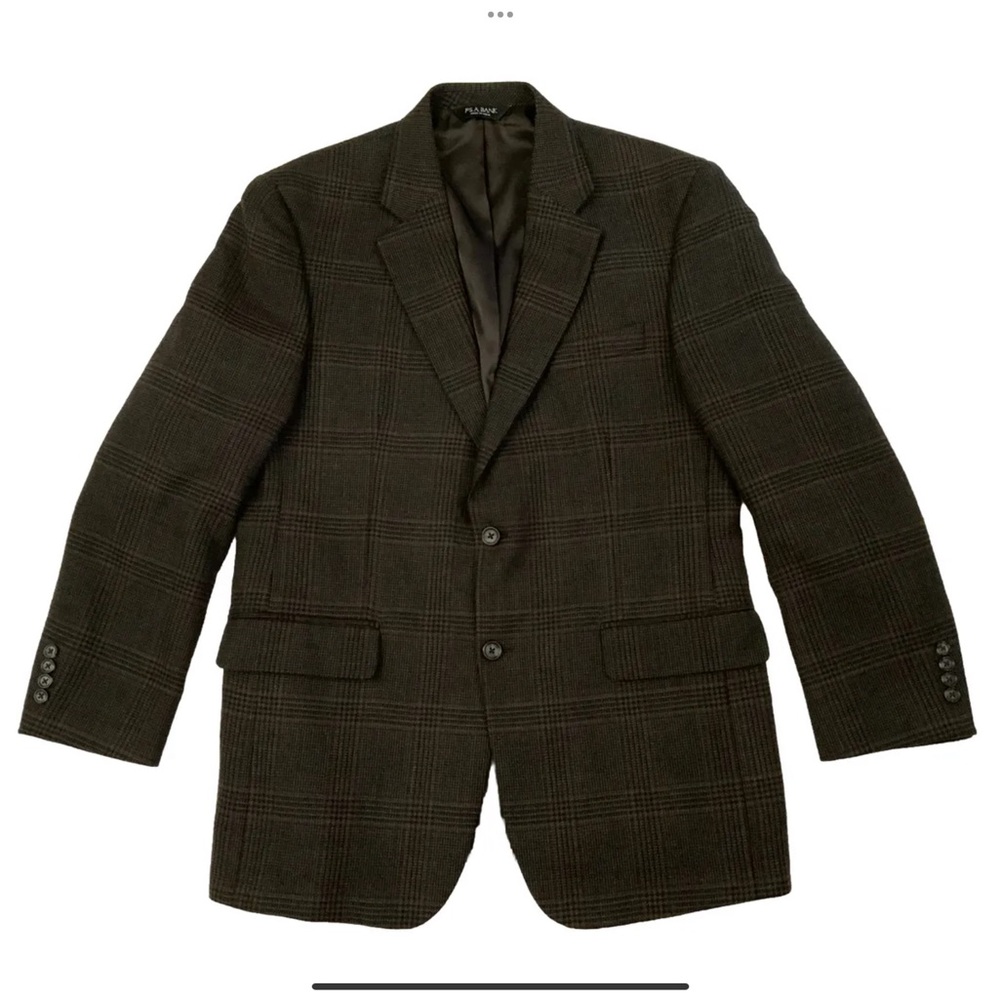 Jos. A. Bank 100% Wool 2 Button Blazer 
42R Brown Houndstooth Plaid 
Vented Back